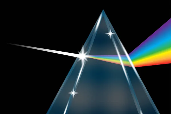 Triangular dispersive optical prism icon. Physics phenomenon sign. Light effect. Vector illustration. Stock image. — Stock Vector