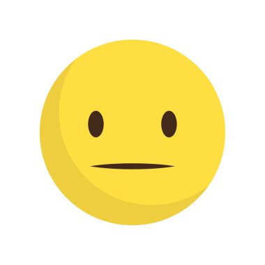 Tarafsız emoji ifadesi. Sarı Vektör duygularla yüzleşir. Sakin iletişim sembolü. Düz sohbet karakteri. EPS 10.