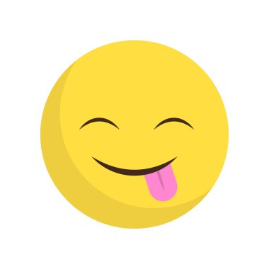 Winking emoji expression. Tongue Vector playful face. Joy happy mood symbol. Flirty flirt detail. EPS 10.