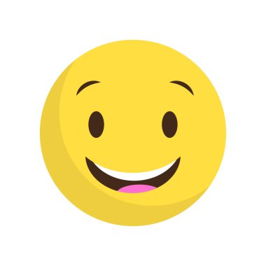 Gülümseyen sarı emoji. Basit bir gülen yüz. Pozitif duygu vektörü simgesi. Neşeli dost sembolü. EPS 10.