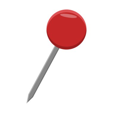 Kırmızı iğne simgesi. Ofis malzemeleri sembolü. Önemli bir not Vektör. Kırtasiye elemanı işareti. EPS 10.