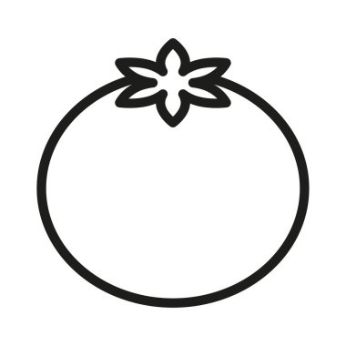 Domates sebze ikonu. Taze ürün sembolü. Ana hatlarıyla yiyecek taşıyıcısı elementi. Sağlıklı bahçe objesi. EPS 10.