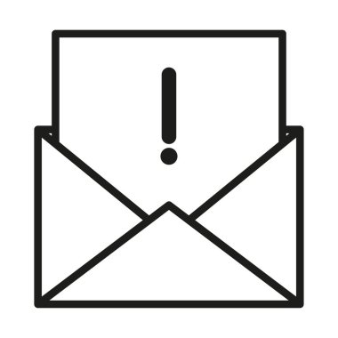 E- posta uyarı simgesi. Önemli bir mesaj sembolü. Uyarı Uyarı Vektörü işareti. Dikkat temas elemanı. EPS 10.