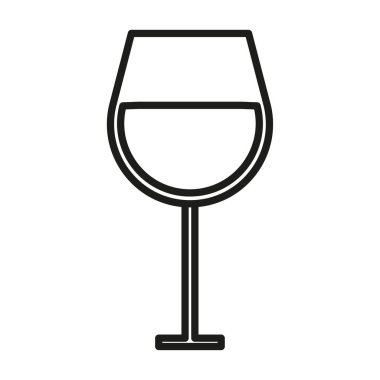 Şarap kadehi ikonu. İçecek içecek sembolü. Ana hatlarıyla alkol taşıyıcısı. Kutlama partisi objesi. EPS 10.