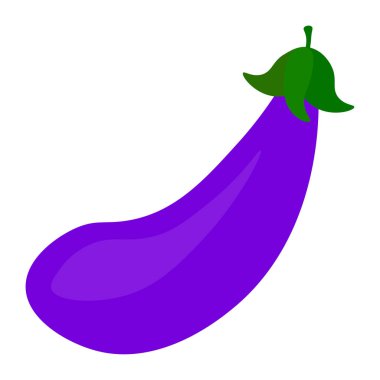 Mor patlıcan sebzesi. Sağlıklı besin maddeleri. İzole edilmiş Vektör elementi. Doğal taze ürün. EPS 10.