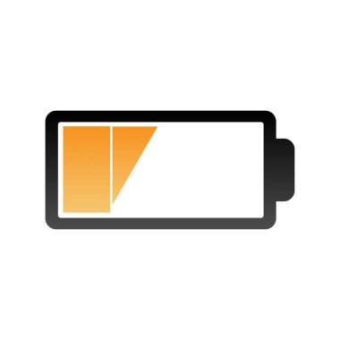 Yatay pil simgesi. Tam yük vektör sembolü. Turuncu güç seviyesi. İzole grafik öğesi. EPS 10.