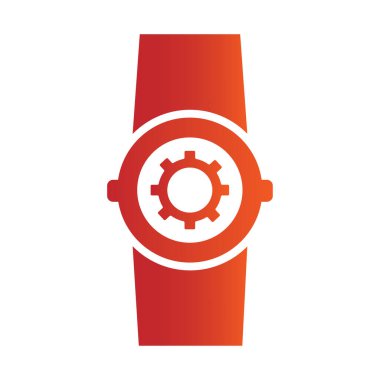 Akıllı saat ikonu. Zaman ayarlama mekanizması. Vites teknolojisi sembolü. Vektör dijital aygıt. EPS 10.