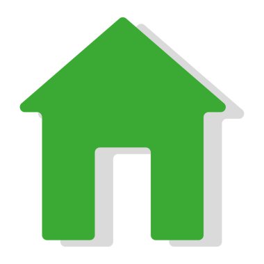 Yeşil ev simgesi. Ev inşa sembolü. Gayrimenkul Vektörü. Basit şekil grafikleri. Beyaz arka plan. EPS 10.