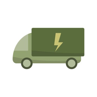Electric truck icon. Fast delivery symbol. Eco transport Vector. Green vehicle art. EPS 10.