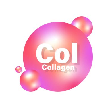 Kolajen protein topu. Col metin sembolü. Cilt bakımı ikonu. Vektör güzellik küresi. EPS 10.