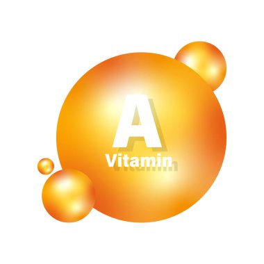 A vitamini küresi. Turuncu parlak top. Göz sağlığı ikonu. Vektör retinol sembolü. EPS 10.