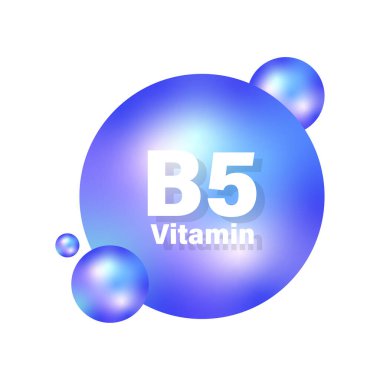 B5 vitamini küresi. Mavi parlak top. Pantotenik asit ikonu. Vektör sağlık sembolü. EPS 10.