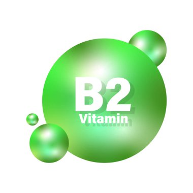 B2 vitamini ikonu. Yeşil küre topu. Riboflavin Ek Vektörü. Sağlık hekimliği sembolü. EPS 10.