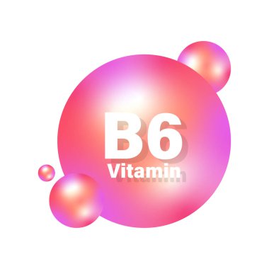 B6 vitamini simgesi. Pembe küre vektörü. Sağlık hizmeti sembolü. Tıbbi ışıltılı top. EPS 10.