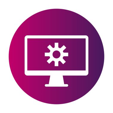 Bilgisayar monitörü ayarları. Sistem servis sembolü. Dijital kurulum vektörü. Yapılandırma ekran simgesi. EPS 10.