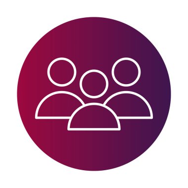 Takım çalışmasının sembolü. Sosyal grup simgesi. Kullanıcı Topluluğu Vektörü. Kademeli dairesel arka plan. EPS 10.