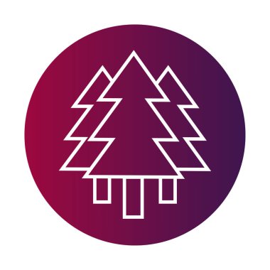 Orman manzarası sembolü. Doğa ikonu. Vektör ağaçları amblemi. Arkaplan yuvarlak. EPS 10.