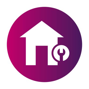 Ev onarım sembolü. Ev servisi ikonu. Emlak Bakım Vektörü. Bina ayarları amblemi. EPS 10.