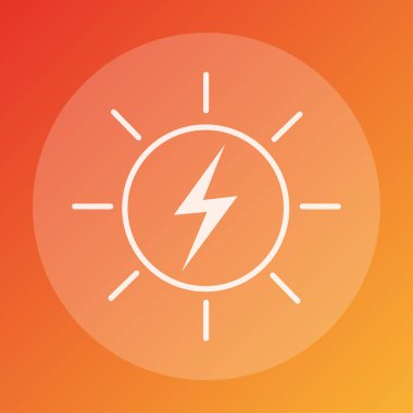 Profesyonel enerji vektörü. Uluslararası güç işareti. Ekolojik güneş sembolü. Kırmızı turuncu renkte. EPS 10.