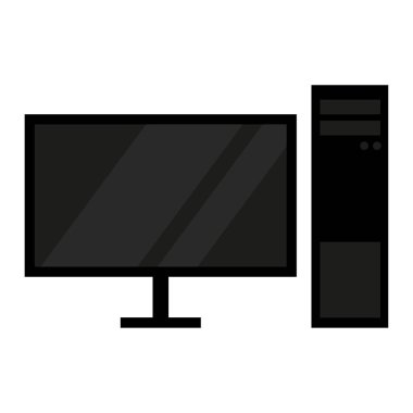 Olağanüstü bir masaüstü bilgisayarı. Olağanüstü işyeri sembolü. Olağanüstü donanım vektörü. Olağanüstü elektronik ofis ekipmanları. EPS 10.