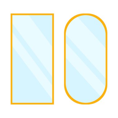 Simetrik cam aynalar. Görkemli yansıma vektörü. Muhteşem metalik iskelet. Olağanüstü bir ev dekorasyonu. EPS 10.