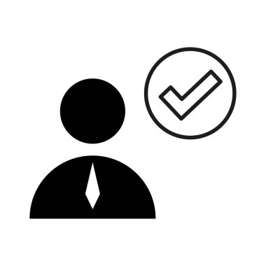 Doğrulanmış kullanıcı simgesi. Onaylanmış üye sembolü. Vektör kişi profili. Hesap kontrol amblemi. EPS 10.