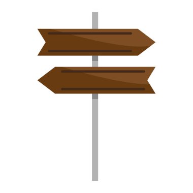 Çift tahta yol işareti seti. İki vektör sembolü. Kırsal kahverengi göstergeler. Açık hava parkı navigasyon levhası seti. EPS 10.