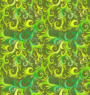 Haki arka planda çiçek desensiz soyut desen