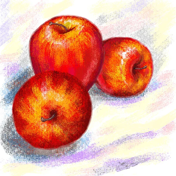 Digitální kreslení zátiší s červenými jablky — Stock fotografie