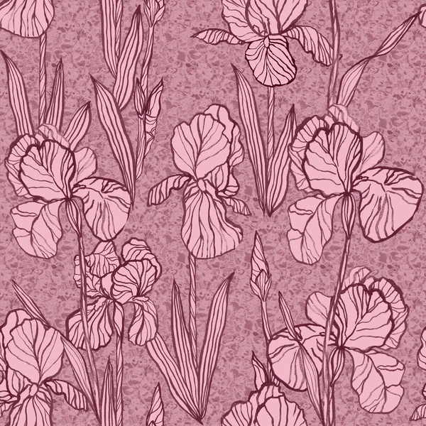 Безшовний візерунок з ірисами квіти в рожевих кольорах — стокове фото