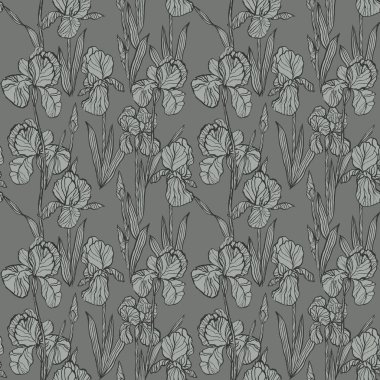 Çiçekleri sulandırır Gri renklerle çizilmiş el deseni 
