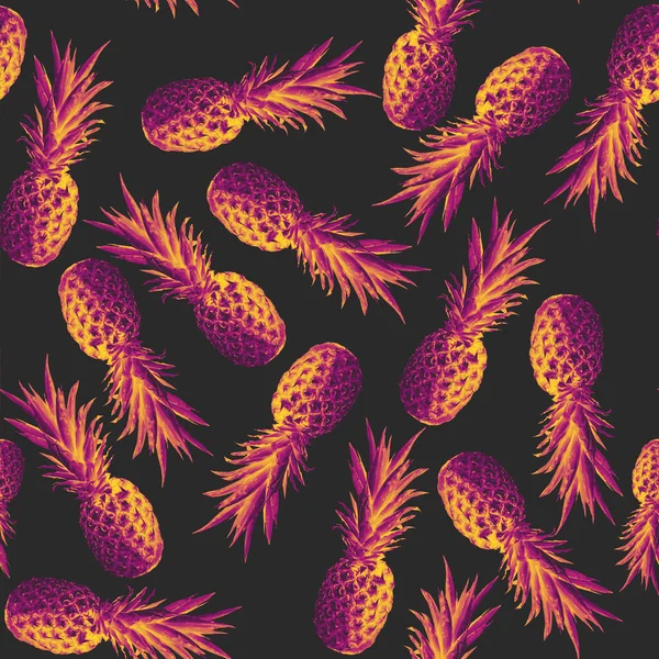 Tropisches Muster Mit Ananas Rosa Und Gelb Hochwertige Illustration — Stockfoto