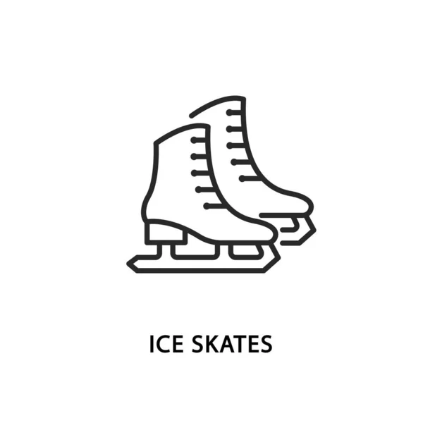 Ice skates flat line icon. Vector illustration equipment for winter fun — Stock Vector