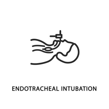 Endotrakeal entübasyon düz çizgi ikonu. Yapay akciğer havalandırması