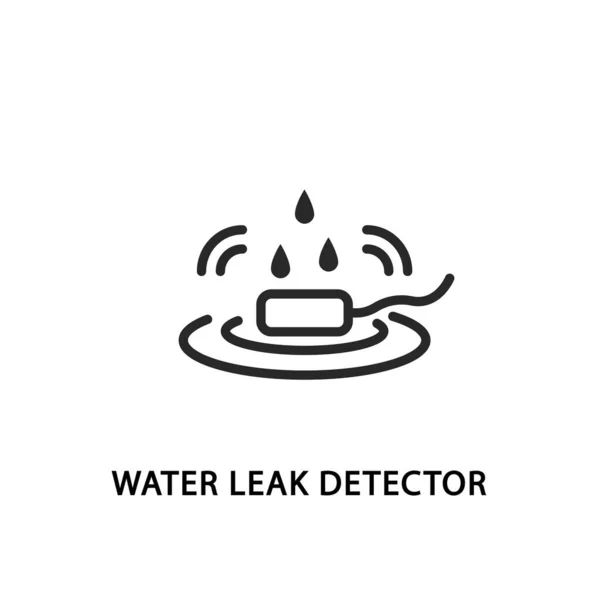 Waterlekkende detector vlakke lijn icoon. Vector illustratie sanitair apparatuur voor lekkage preventie — Stockvector