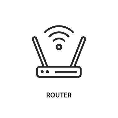 Wi-Fi yönlendirici düz çizgi simgesi. Kablosuz internet ve ağ için ekipman
