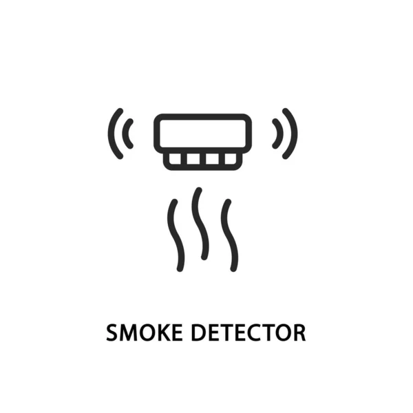 Detector de humo línea plana icono. Sistema de alarma de humo de ilustración vectorial y seguridad contra incendios — Vector de stock