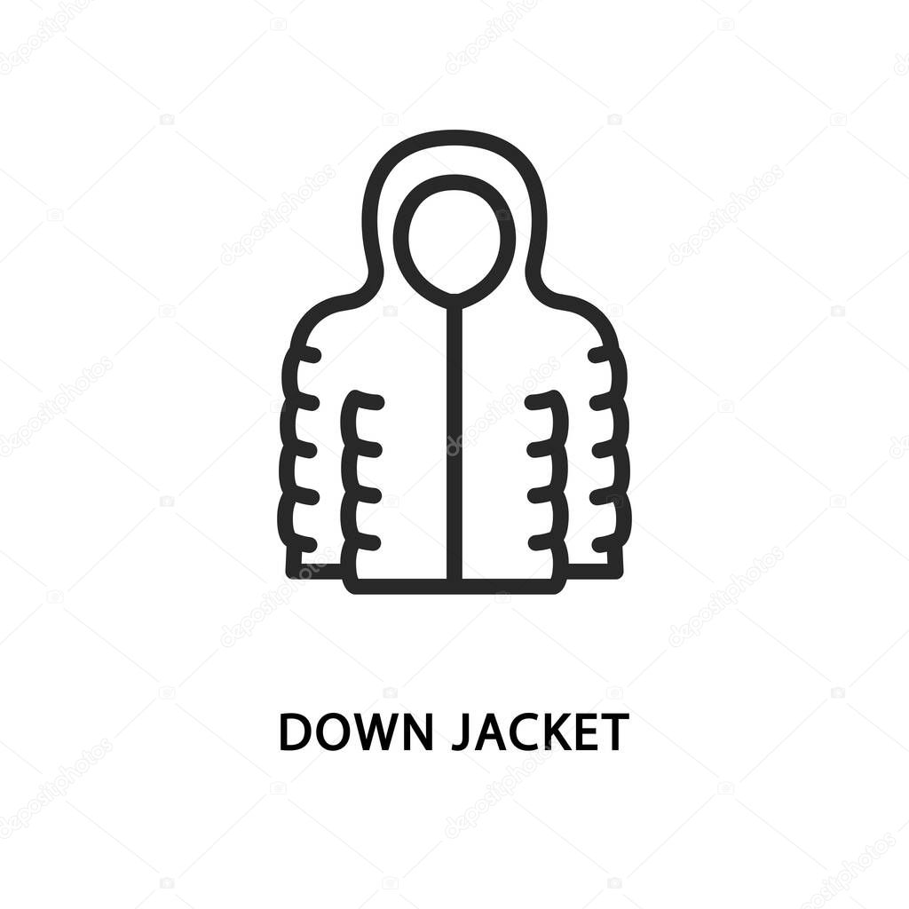 Down jacket flat line icon. Vector illustration winter clothes.