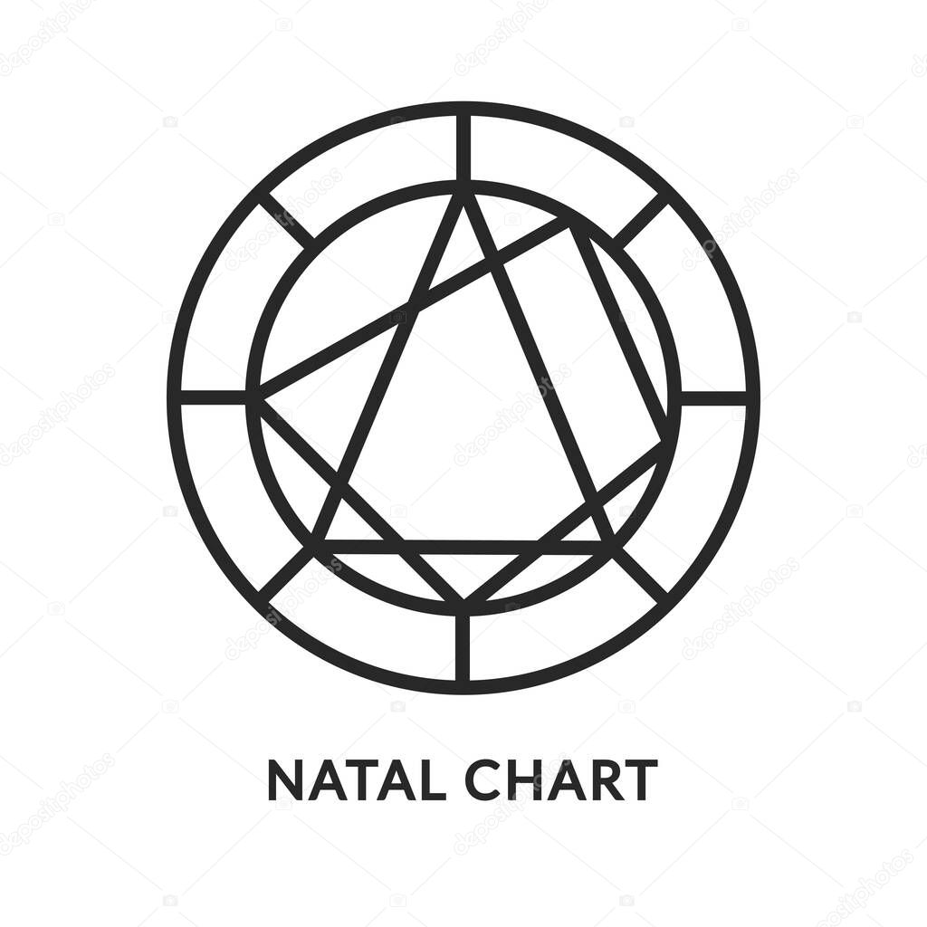 Natal chart flat line icon. Vector illustration astrological circle
