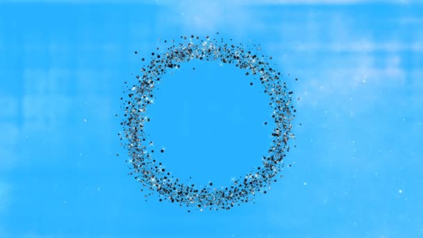 Circular Frame Glittering Silver Sequins Exploding Alternating Pastel Backgrounds Minimalist — Stock Video