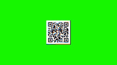Yeşil arkaplan üzerinde hata etkisi olan QR kodu, izole edilmiş rgb rengi