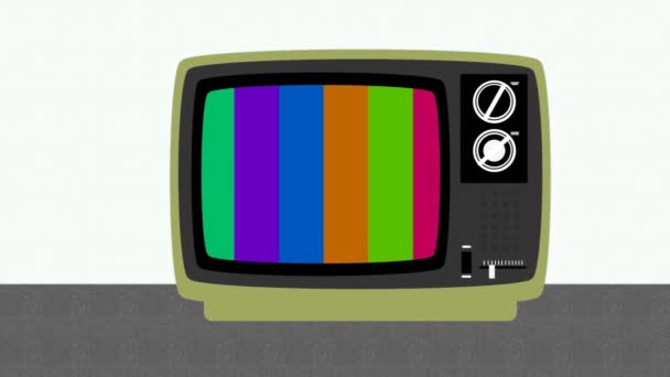 Zoom Continuación Tiro Fijo Una Televisión Retro Con Patrones Prueba — Vídeo de stock