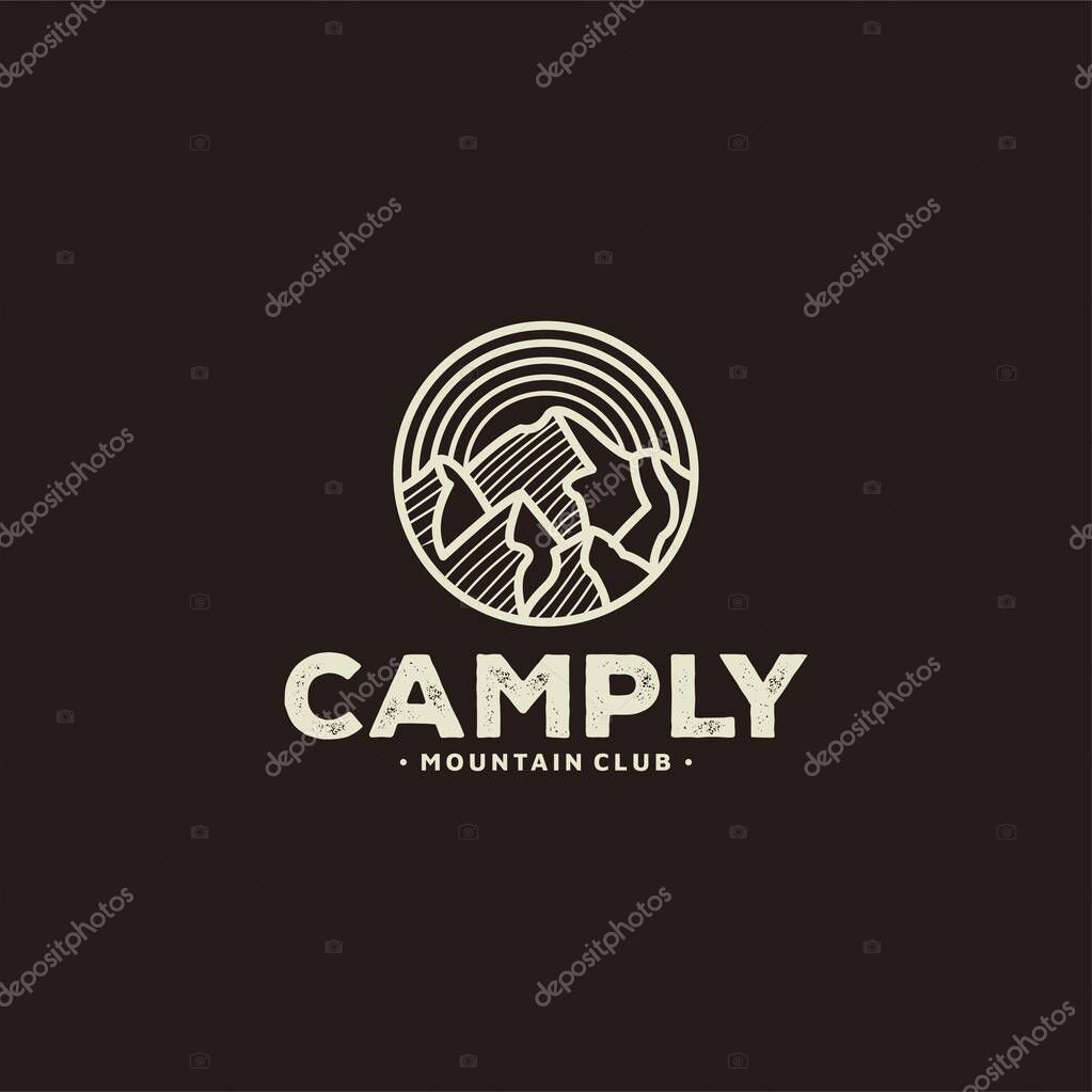 Mountain for Outdoor Adventure Emblem Logo design inspiration Hiking, , Badges, Banners, Emblem For Mountain, Hiking, Camping, Expedition And Outdoor Adventure. Exploring Nature vintage mountain logo