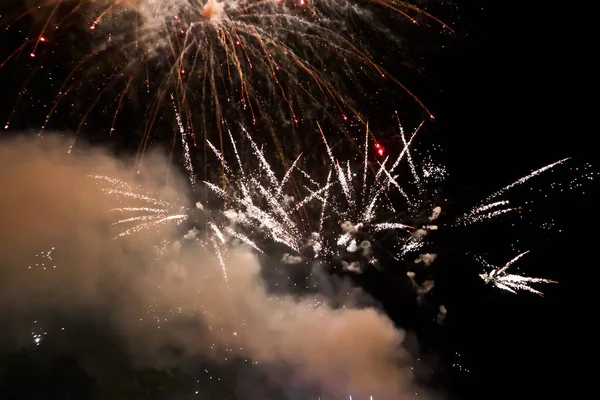 Fuegos Artificiales Colores Abstractos Cielo Nocturno Con Celebración Año Nuevo Imagen De Stock