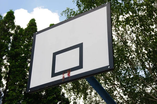 Detalhe Placa Basquete Sem Aro Rede Visão Para Baixo Com — Fotografia de Stock