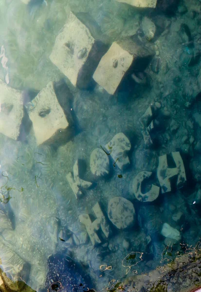 Letras Pedra Dizendo Kopf Hoch Animar Fundo Lago Zurique Palavras — Fotografia de Stock