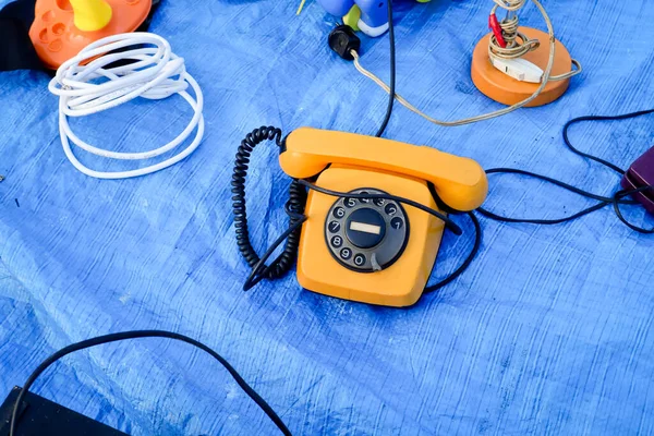 Nis Serbia February 2021 Old Retro Yellow Phone Sale Flea — Stock Photo, Image