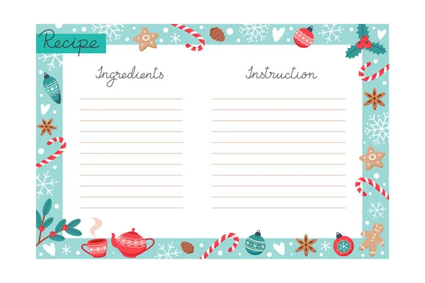 Noel tatili yemek tarifi şablonu içindekiler ve talimatlar kopyalama alanı