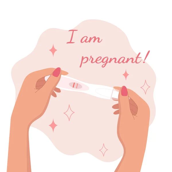 Mujer Con Una Prueba Embarazo Positiva — Archivo Imágenes Vectoriales
