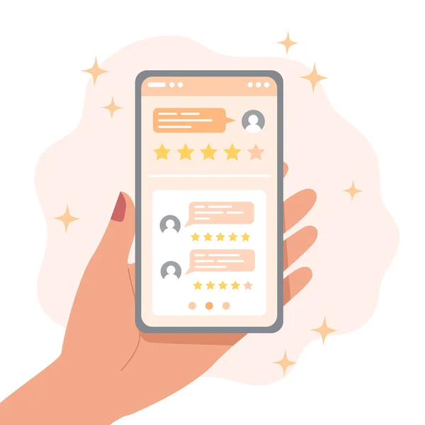 Reseñas Personas Pantalla Del Teléfono Inteligente — Archivo Imágenes Vectoriales
